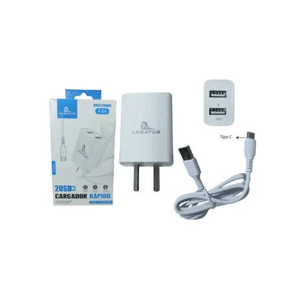 Cargador Tipo C Legatus 4.8A 2USB RC500448004B